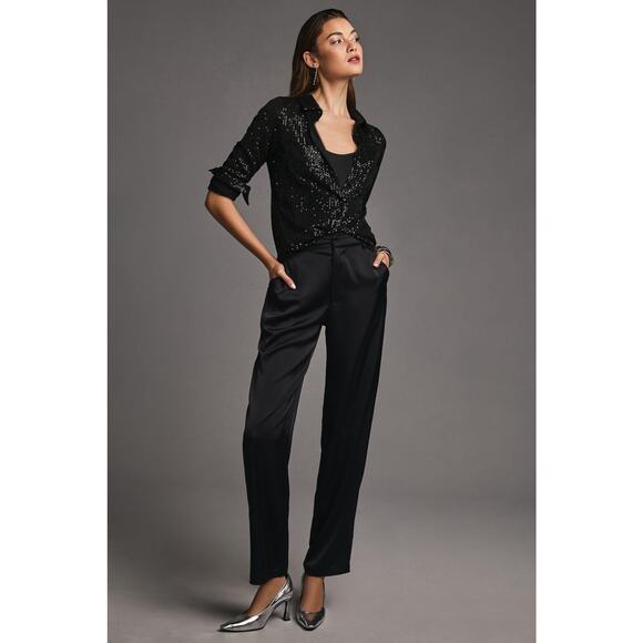 Sunday in Brooklyn Black Sequin Button-down | New Size Small - Picture 2 of 7